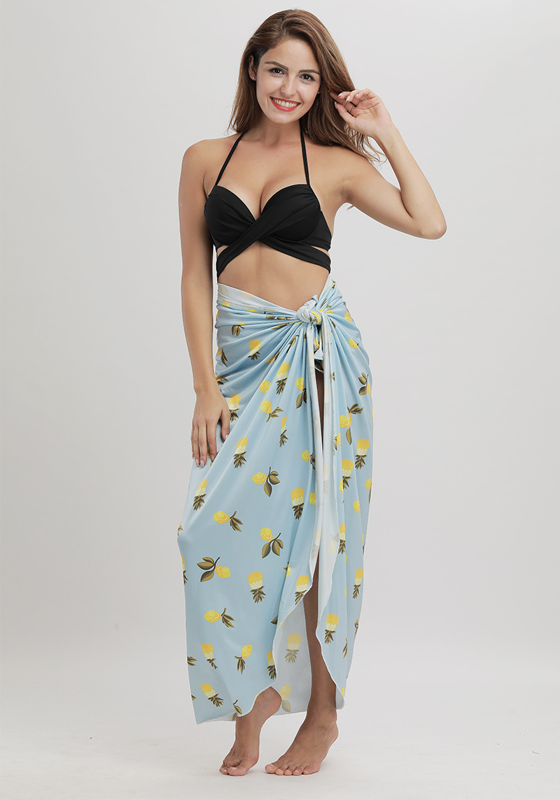 Summer Pineapple Print Beach Dress Multi functional Cover up UV Protection Lightweight Fabric Ideal for Vacation