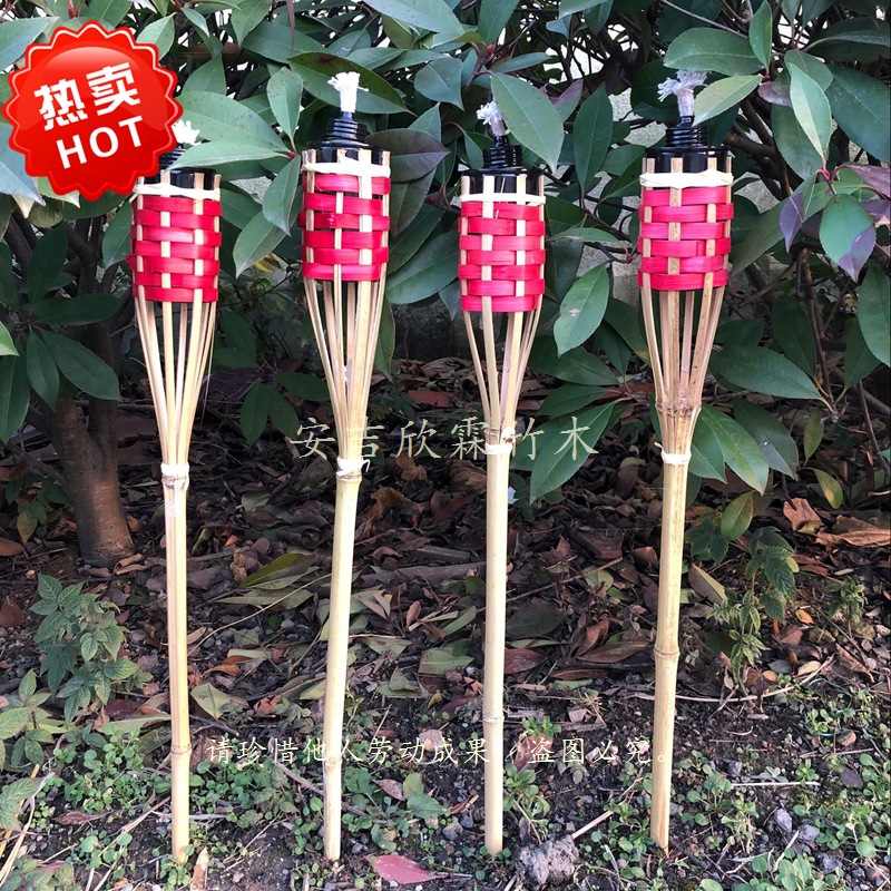 工厂出口竹火把120cm 彩色竹火炬 婚庆节庆篝火晚会用