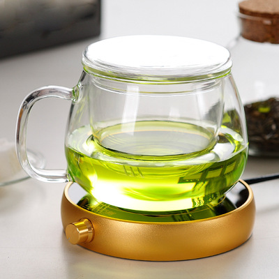 厂家批发玻璃圆趣杯办公室花茶杯玻璃三件杯加厚带盖