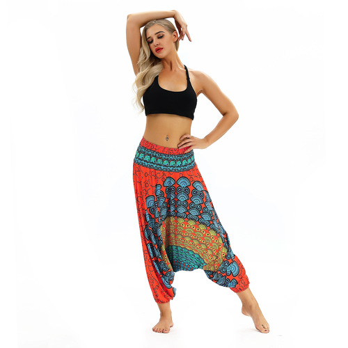 Yoga pants for women digital printing high waist Yoga Pants loose National Style Lantern pants