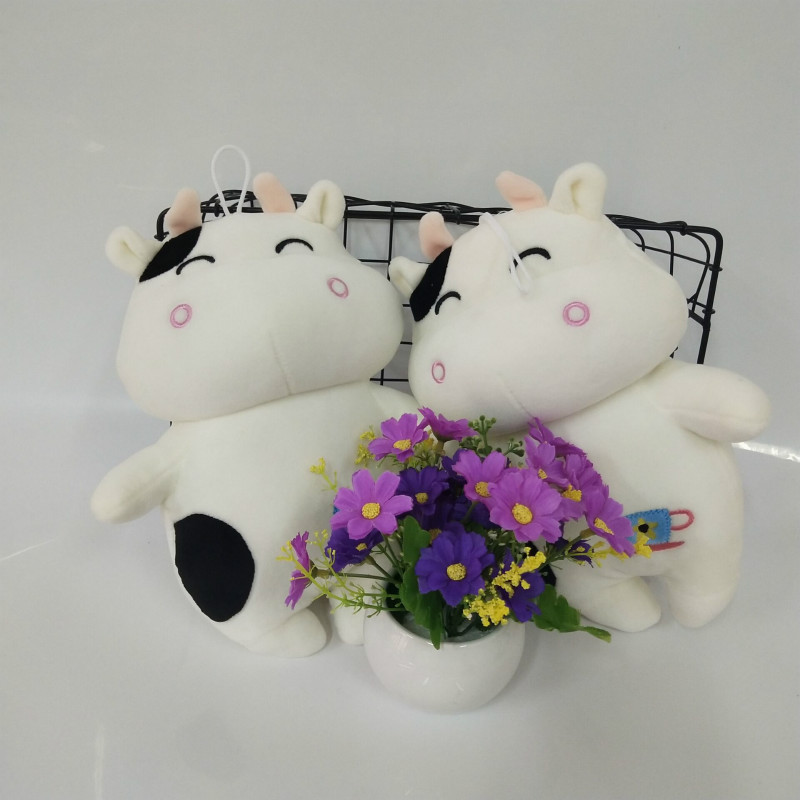新款羽绒棉八寸抓机娃娃 奶牛公仔婚庆抛洒礼物公司活动赠品礼物