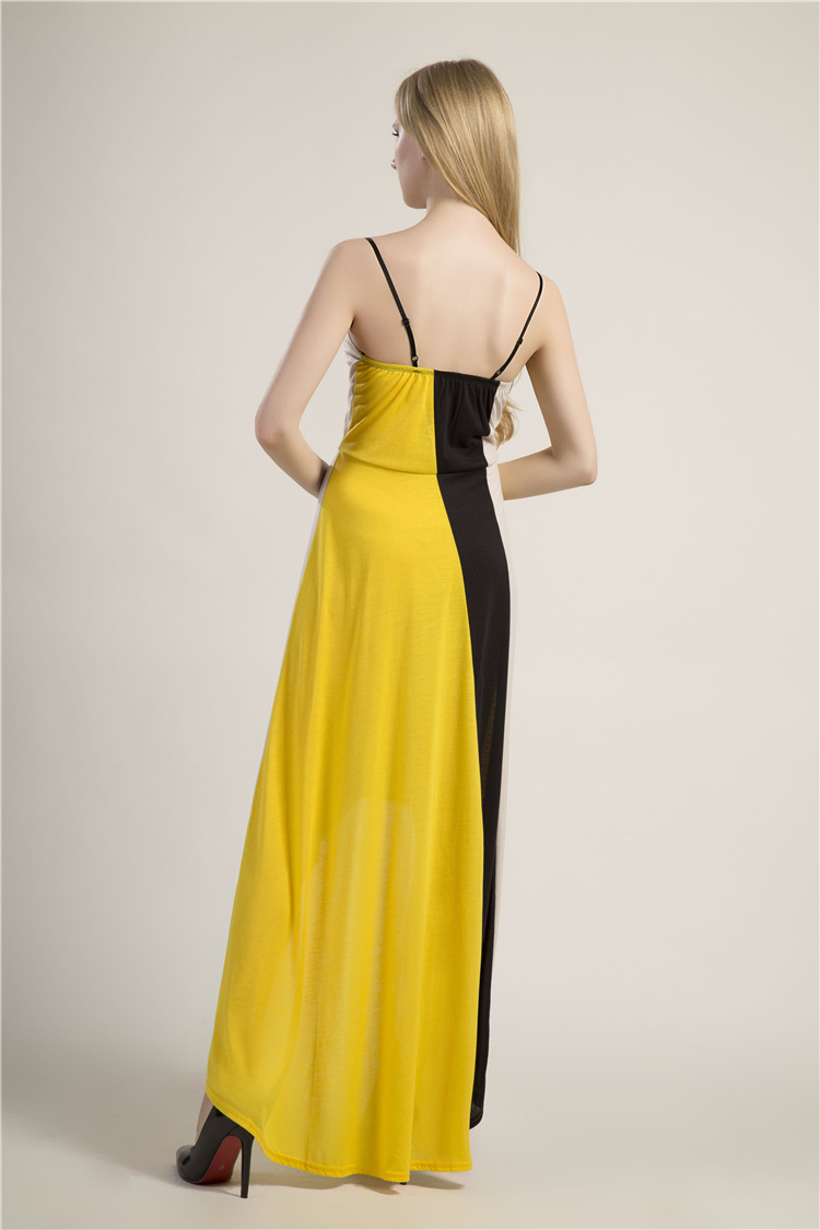 Color Block Asymmetrical Slip Dress Sexy Strapless Design Long Length Elegant Evening Wear Wholesale Available