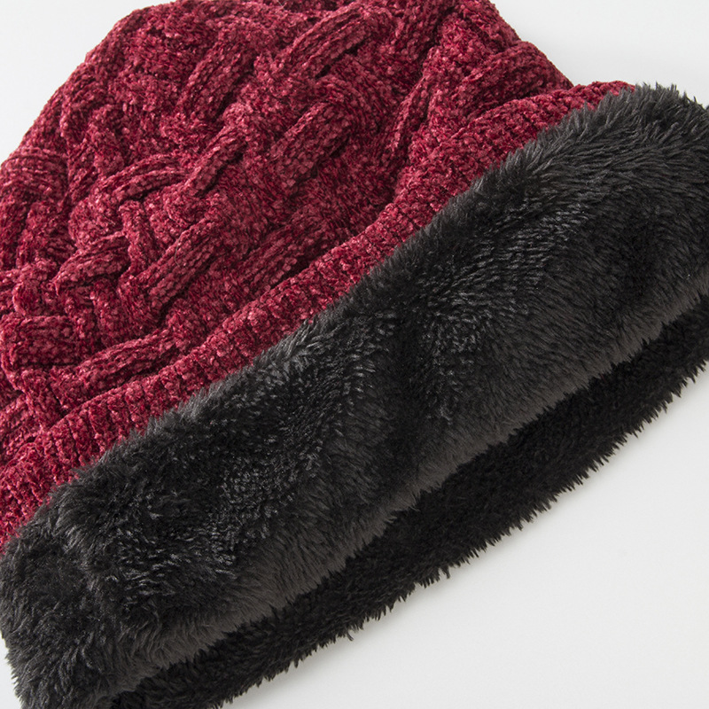 Cappello lavorato a maglia al chiaro di luna da sci all'aperto con pullover in ciniglia da uomo e da donna in velluto ispessito a doppio strato invernale_voghion.com