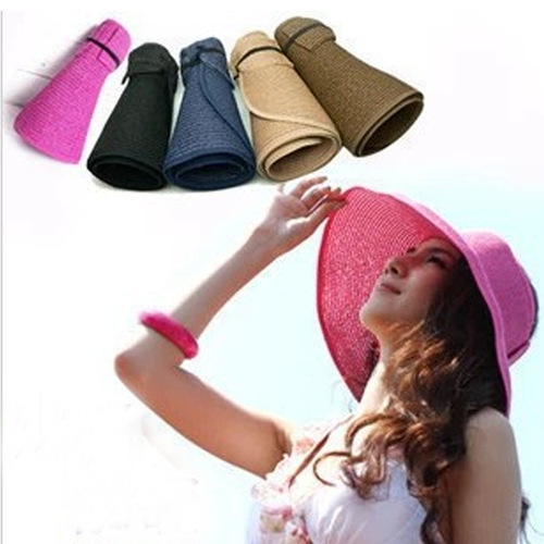 New style women's summer sun hat, personalized foldable straw hat, empty top Velcro straw hat, sun hat, sun hat