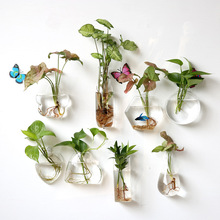 创意悬挂水培植物玻璃花瓶壁挂透明花盆绿萝小鱼缸简约现代小花瓶