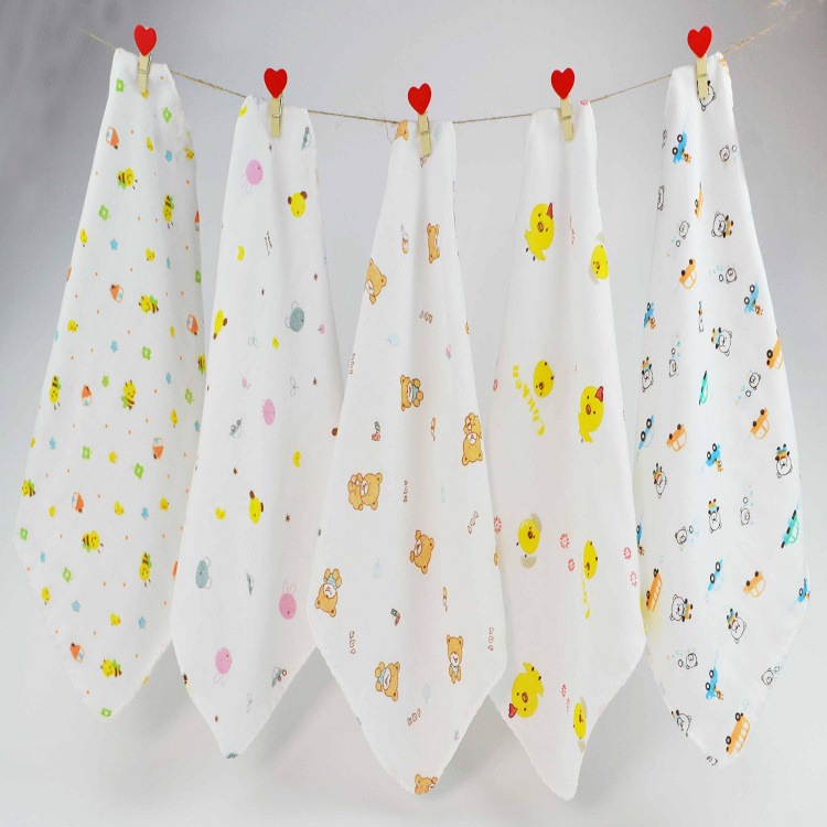 雙層純棉紗布無熒光孕嬰寶寶口水巾 嬰兒純棉喂奶巾擦汗巾小方巾