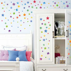 HM51003 彩色星星 卧室玄关橱柜电视墙玻璃窗幼儿园布置装饰墙贴