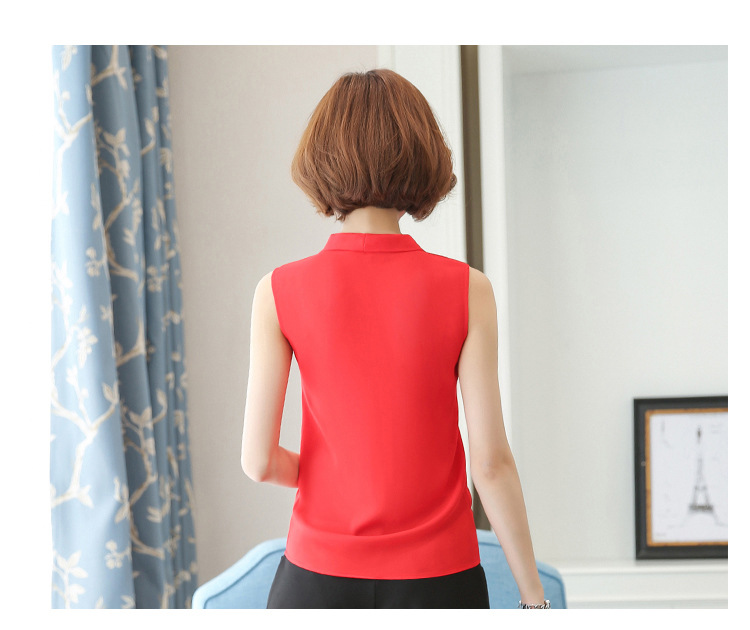 外贸雪纺衫女2022夏季新款时尚背心 V领无袖大码打底女装上衣衬衫详情10