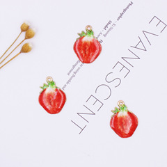 diy手工水果蔬菜滴油飾品配件 夏季耳環合金草莓掛件廠家批發