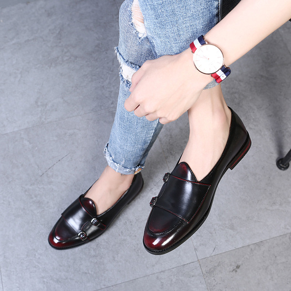 Retro British men's leather shoes, belt buckle, trendy shoes, men's foreign trade agency