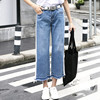 Loose broad leg trousers waist high waist summer Korean jeans