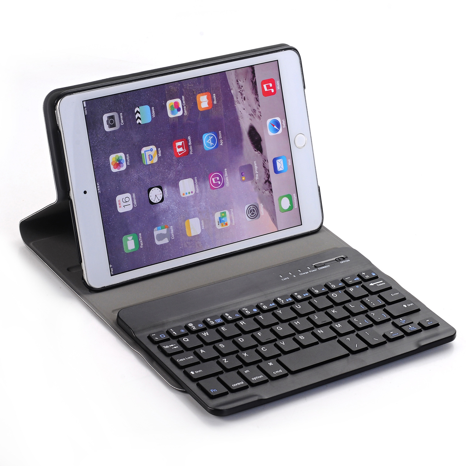 厂家热销ipad mini1 2 3通用外接蓝牙键盘分体式电压皮套超薄键盘