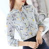 Shiffon summer long-sleeve, shirt, shiffon with print, Korean style, loose fit, long sleeve