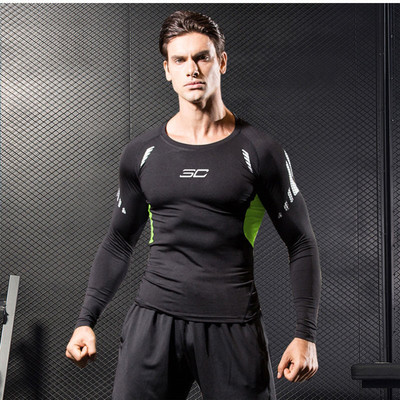 motion Tights Long sleeve Elastic force ventilation Quick drying compress Basketball football run Sports fitness jacket