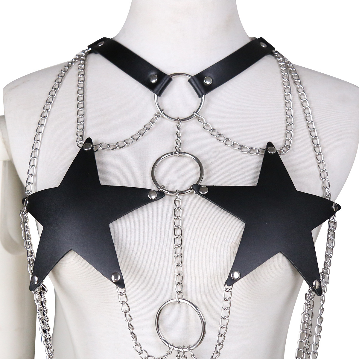 Tienda de fábrica de cuero sexy de cuero vinculante ropa interior de cadena de hierro ropa interior de cinco puntas estrella tubo superior ropa interior sexy juguetes alternativos image 4