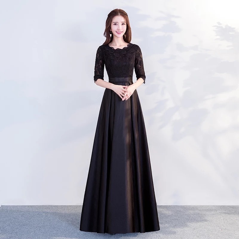 Evening Dresses cocktail party banquet dress vestido de banquete de cóctel Evening dress long sleeve party dinner black party dress