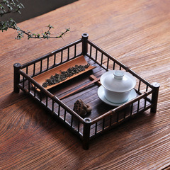 Factory wholesale purple bamboo tea tent tea pot tea cup storage box bamboo dry brewing tray tea set bamboo tea tent tea cup stand