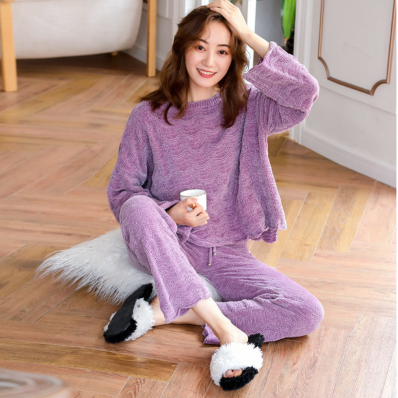 Big Sale Virginia's Dreams Noble and Luxurious Chenille Pajamas for Women in Autumn and Winter Loose Chenille Home Clothes