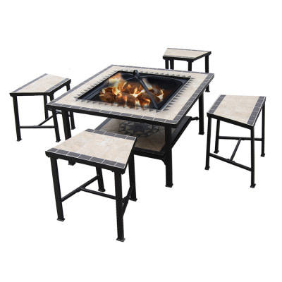 5 sets Mosaic Firewood Stove barbecue grill chair Courtyard only