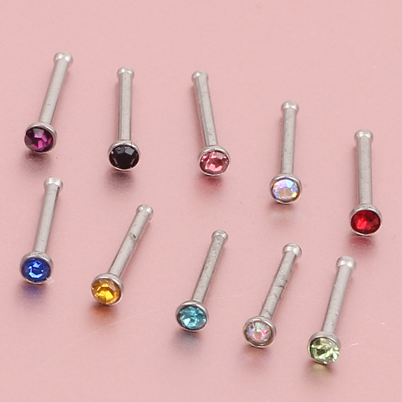 10 Pack Mixed Color Curved Nose Nail Nose Ring Piercing Jewelry - Stainless Steel Nose Ornaments detail image 13