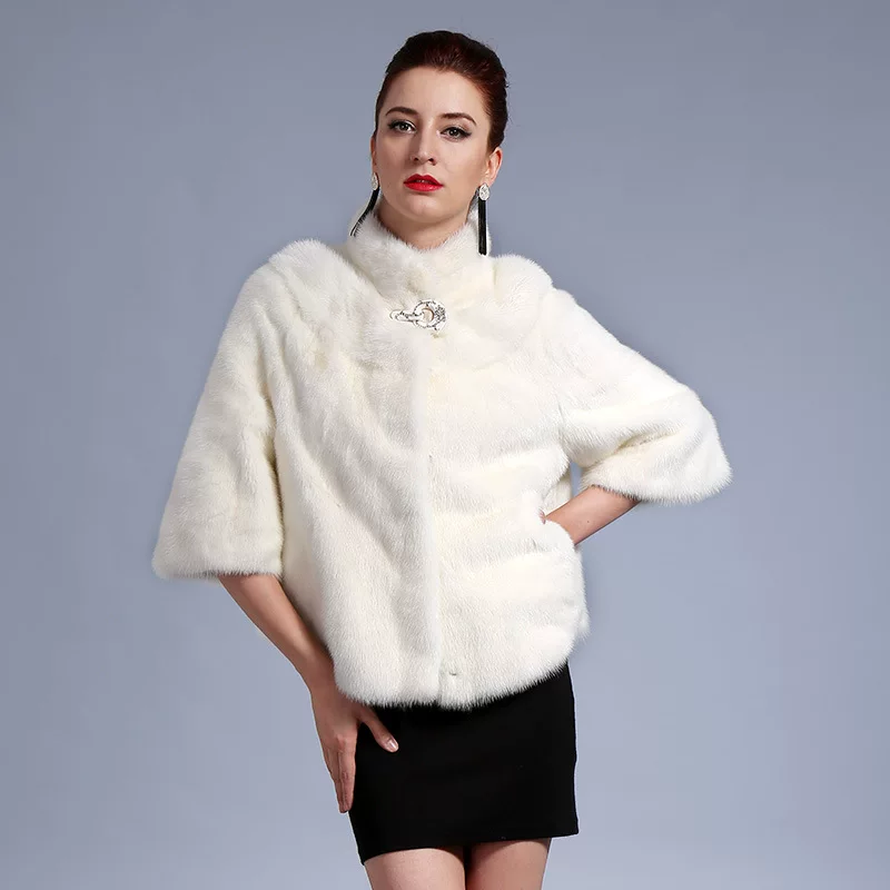 Фланяй Нью Mink Fur Jacket White Classic Princess Shirt Fur Coat Jacket Women's Fur Clothing Processing