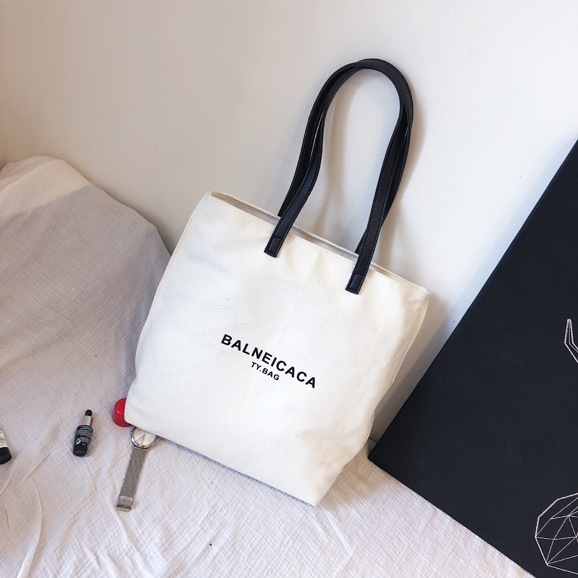 包包女2018冬季新款潮韩版大容量休闲手提包托特时尚帆布单肩包|ms