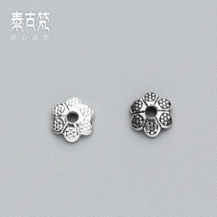 S925 Silver Retro Thai Silver 6mm Flower Stud Earrings DIY Jewelry Accessories Wholesale S0228