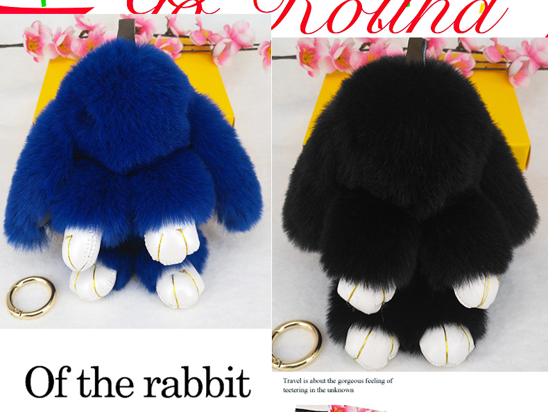 New Cute Rex Rabbit Fur Cute Rabbit Bag Car Ornament Keychain Pendant display picture 5