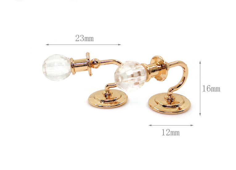 1:12 Dollhouse mini modelo ob11 decoración plata/oro cristal lámpara de pared un par nuevo