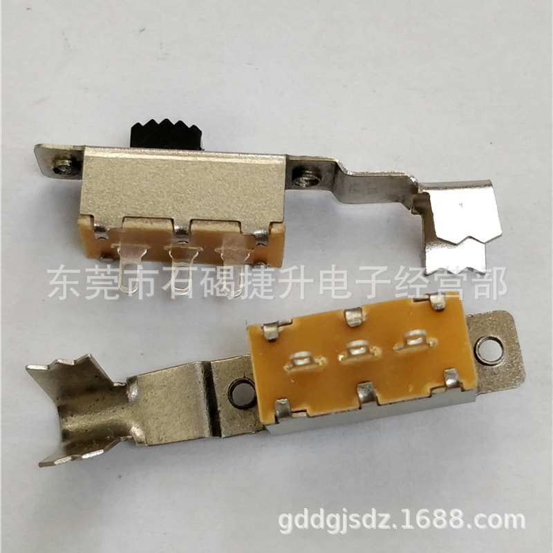 SS12F25三脚两档拨动开关带夹滑动开关2档手持麦克风开关黑镍壳|ms