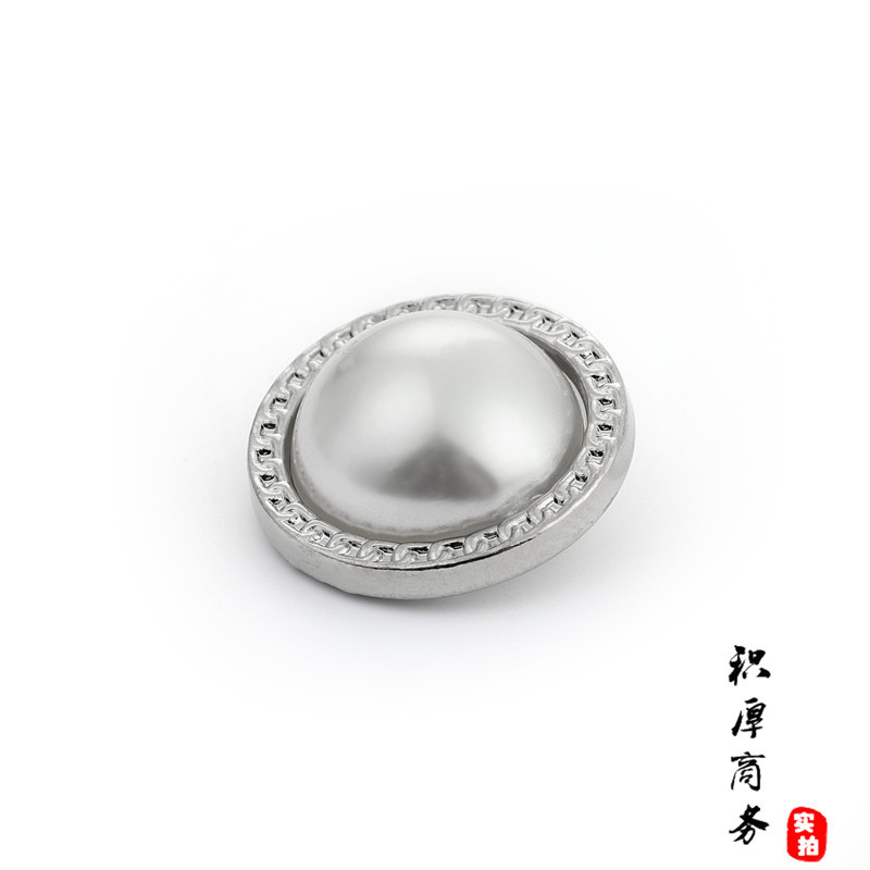 Aleación de metal vintage de pierna alta botón 24L perla brillante blanco oro rosa 15mm galvanoplastia