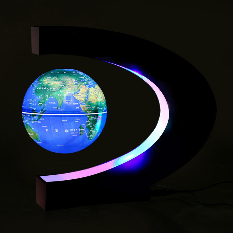 天屿4寸C形发光 磁悬浮地球仪自转 家居摆件创意礼品工艺品热卖