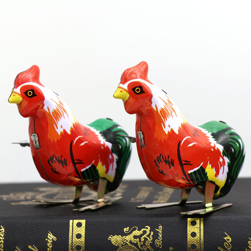 Gallo Catena Orologio Saltellante Pollo Anni '80 Ferro Nostalgico Giocattolo Mercato Notturno_voghion.com
