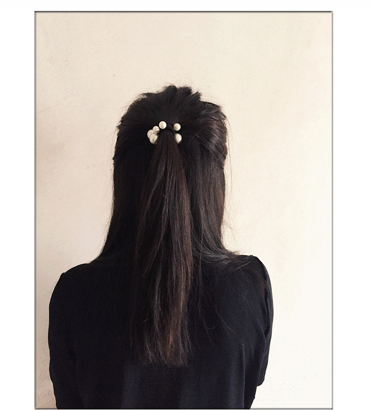 韩版百搭大小珍珠发圈头饰 5条罐装钉珠头绳微