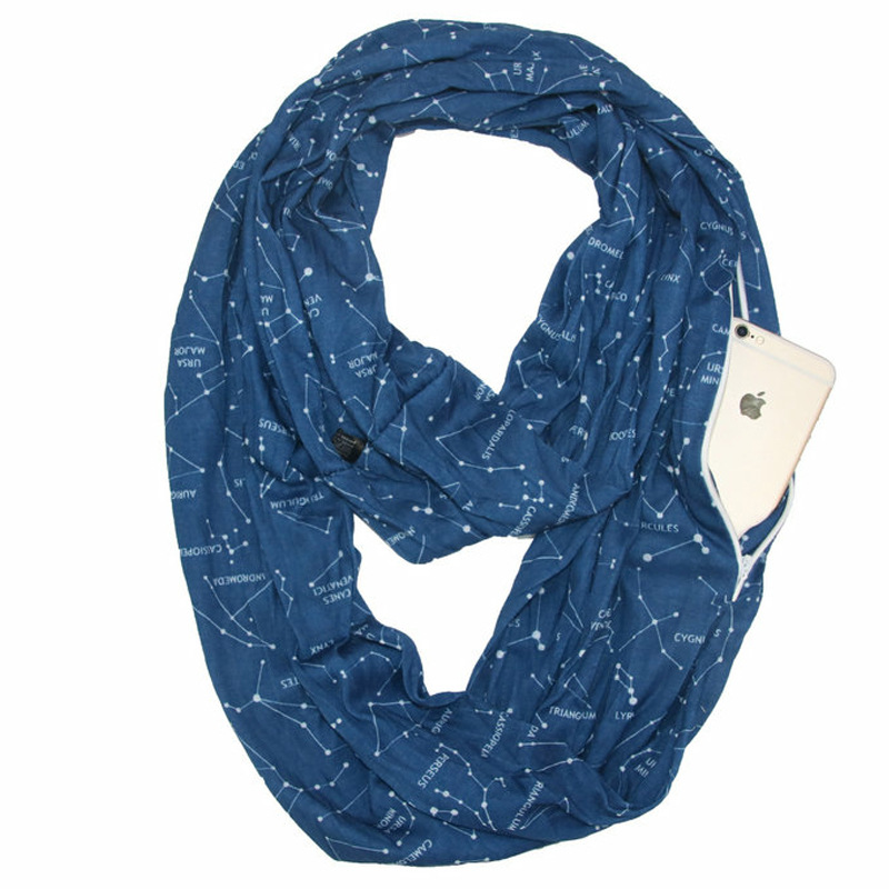 Wholesale Europe And America Autumn And Winter Star Scarf Warmth Fashion Storage Zipper Pocket Scarf display picture 4