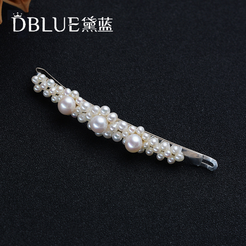 Dailan freshwater pearl hairpin jewelry Korean-style net red handmade beaded edge clip Pearl hairpin spot wholesale