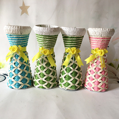 Woven vase pineapple vase simulation Rattan to ground vase manual weave European style wholesale Customizable