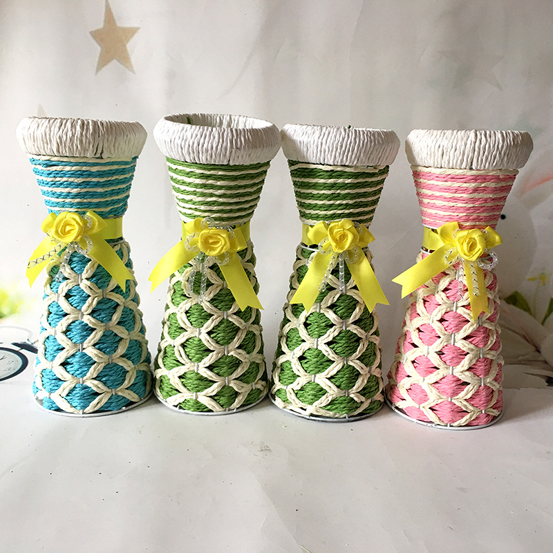 Woven vase pineapple vase simulation Rattan to ground vase manual weave European style wholesale Customizable