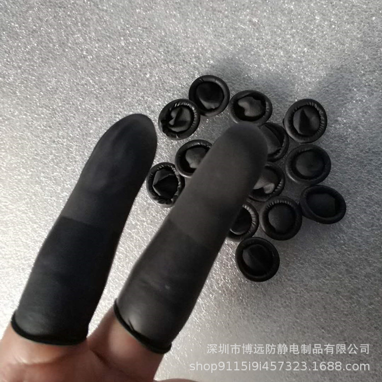 Negro antiestático dedo manga negro antiestático esmerilado rizado dedo manga en stock venta al por mayor