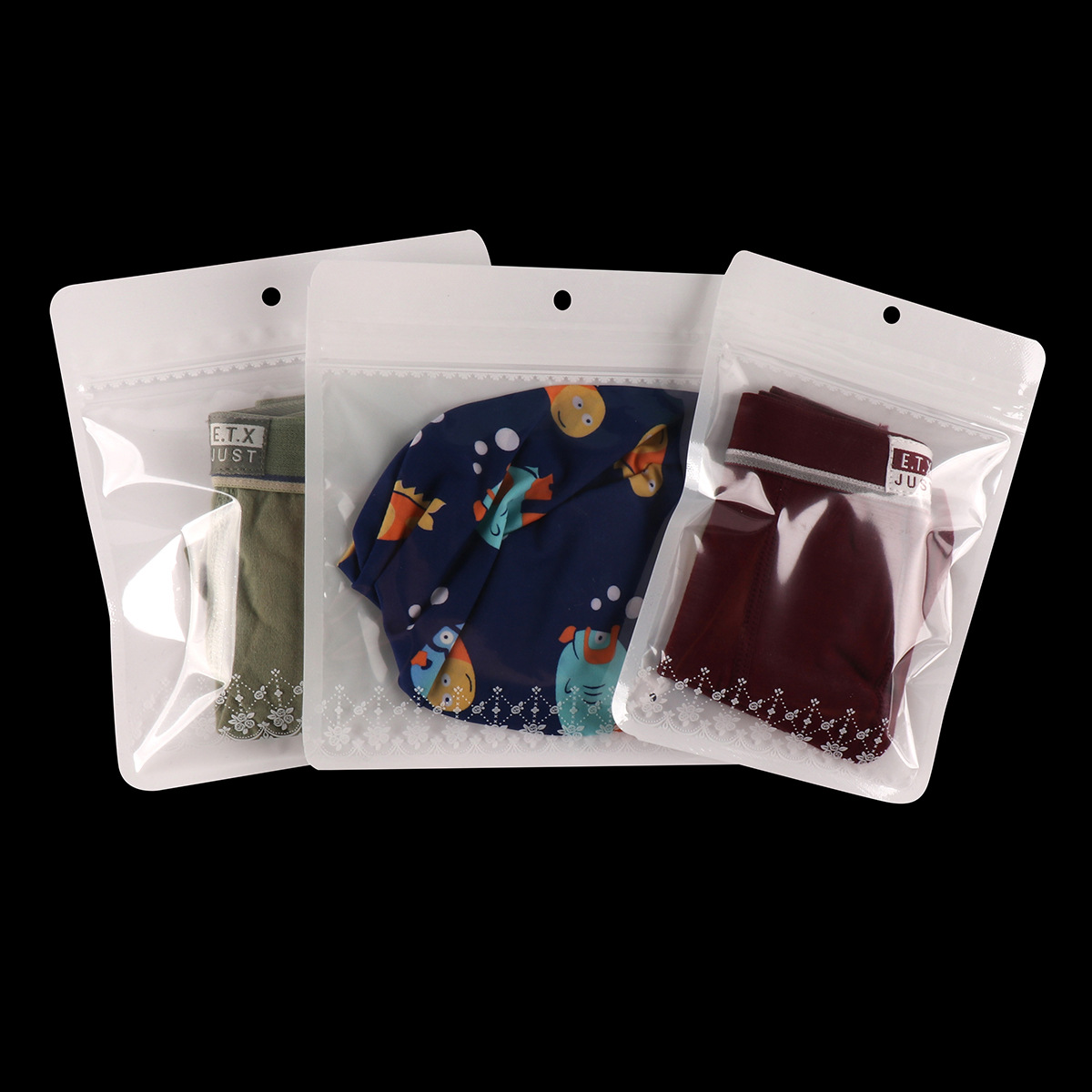 现货三边封拉链袋通用内裤口罩自封袋可定制儿童袜子包装袋批发|ms