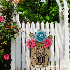 Factory Direct Supply Wooden Signboard Easter Creative Spring Garden Flower Basket With Flowers Wood Products Hanging Board