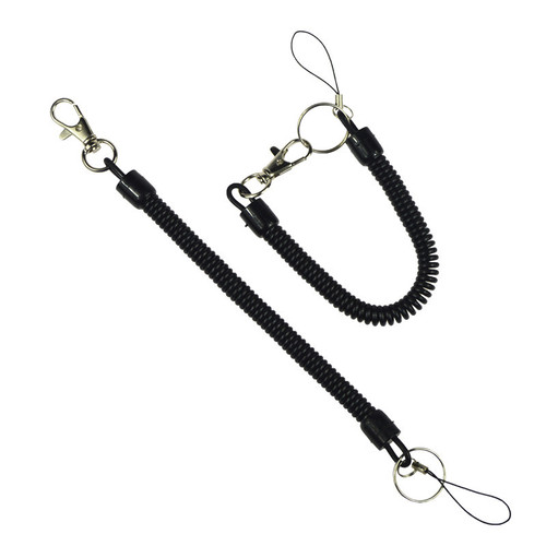 Key elastic lanyard TPU plastic spring rope metal key chain lanyard anti-lost mobile phone rope hardware accessories