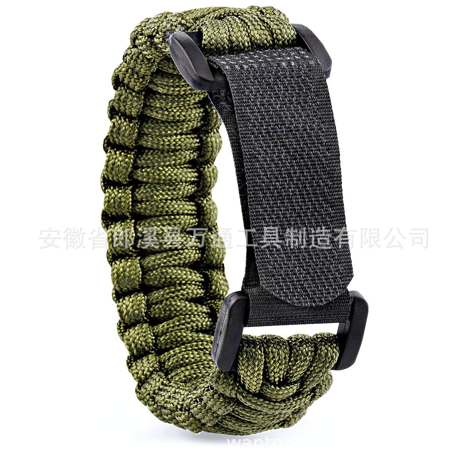 户外军绿迷彩手工编织手链批发魔术贴扣 多色可选