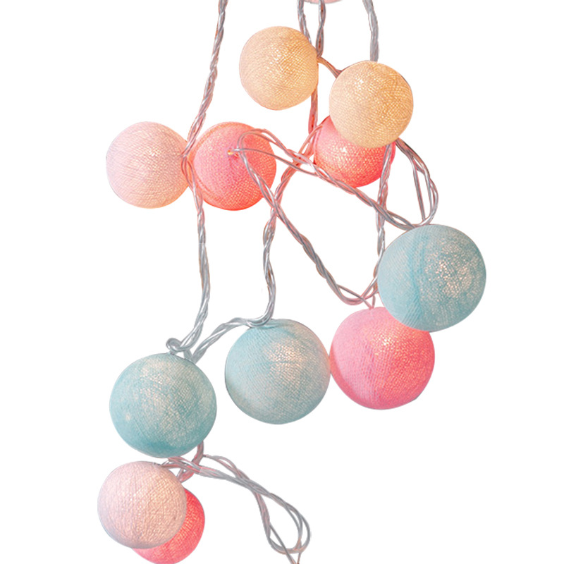 Tailandia bola de algodón Cadena de luz LED luces de colores tienda de los niños fiesta boda diseño romántico chica corazón luces decorativas