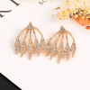 Triangle, fashionable earrings, diamond, accessory, Korean style, diamond encrusted