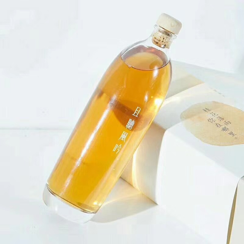 晶白料玻璃酒瓶500ml水滴瓶水晶球盖一斤装白酒瓶