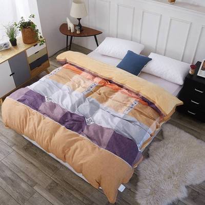 包邮爆款AB版水晶绒双拼纯棉单件被套华夫格全棉被罩双面套件|ru