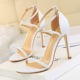 126-7 European and American Wind fashion banquet women's shoes with high heels and toes lacquer leather cross sexy nightclub sandals