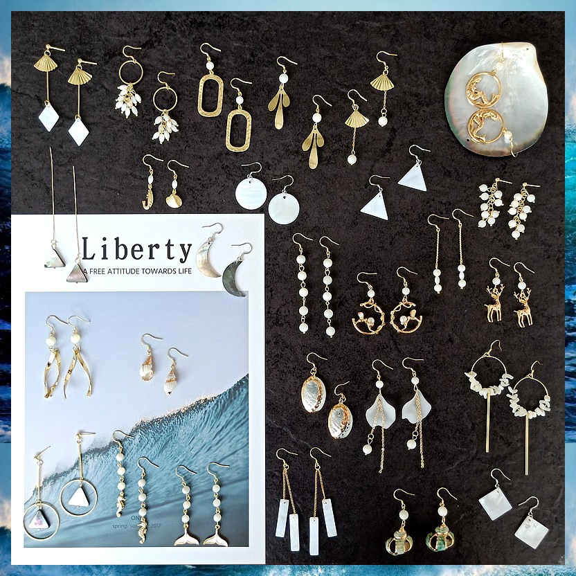 Bright eye 925 Silver-plated 14K Creative Design natural shell fresh Earrings manual make Europe and America Earrings