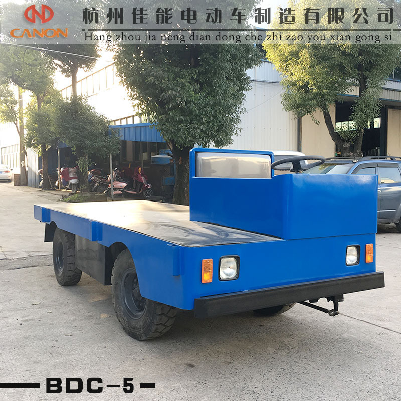 （厂家直销）单边电动半敞篷搬运平车四轮平板长料车运输载货5吨